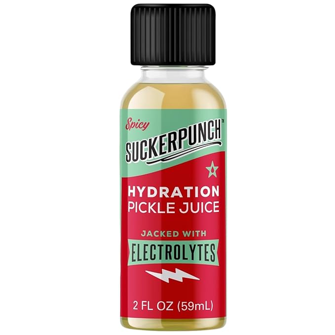 SuckerPunch Pickle Juice Shot Spicy Dill Flavor – Electrolyte-Rich Hydration Drink for Muscle Cramps Recovery &amp Performance 2 oz Bottle (Pack of 1)