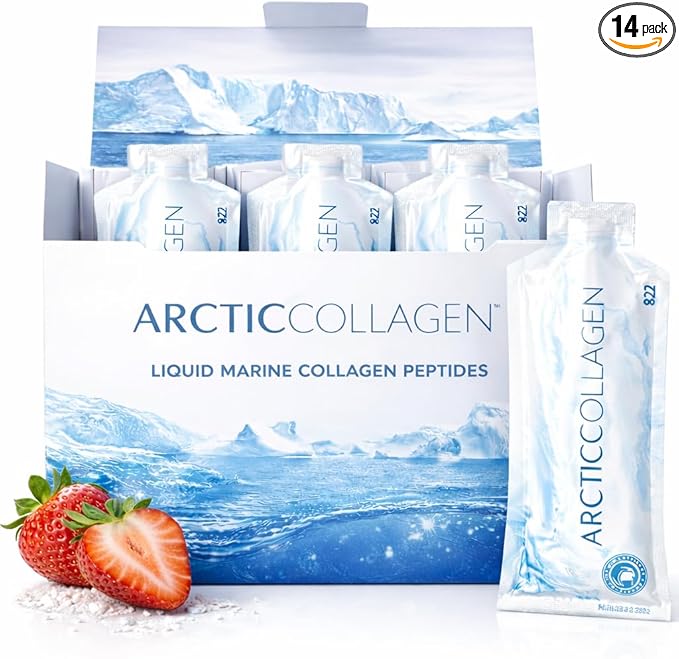 Liquid Marine Collagen Peptides for Women – 8000mg Hydrolyzed Liquid Collagen Supplement with Biotin &amp Vitamins for Hair Growth Skin Nails &amp Joints Strawberry Flavor Sugar Free 14 Sachets