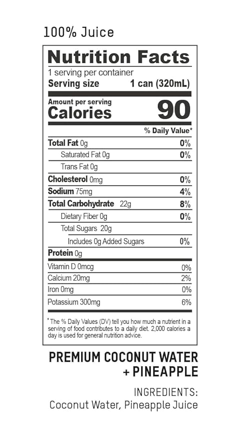 Once Upon a Coconut Premium Pineapple Coconut Water - Low Calorie All-Natural Drink with Electrolytes - Non-GMO - Gluten-Free -10.8 Fl Oz (Pack of 12)