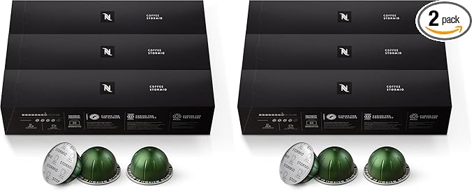 Nespresso Capsules VertuoStormioDark Roast Coffee30-Count Coffee PodsBrews 7.8oz.(Pack of 2)
