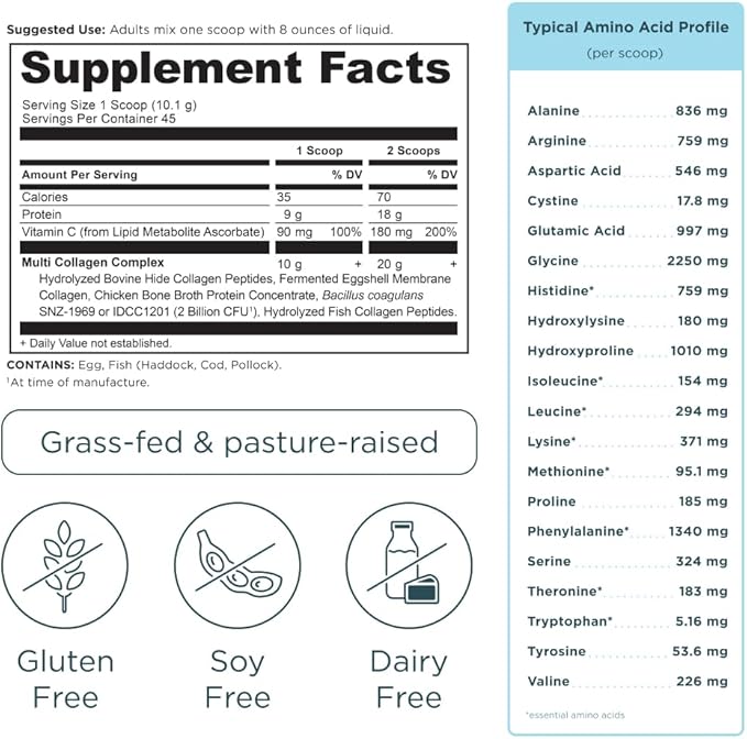 Ancient Nutrition Multi Collagen Peptides Powder Brain Boost 45 Servings + Multi Collagen Peptides Powder Unflavored 45 Servings