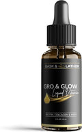 BASK &amp LATHER GRO &amp Glow Liquid Vitamin Liquid Collagen for Women Natural Ingredients with Collagen Biotin Msm Beauty Supplement Helps Support Healthy Hair Skin &amp Nails Cherry Flav