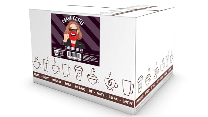 Crave Beverages Smooth Blend - Colombian Medium Roast Coffee Pods for Keurig K Cup Brewers 100 Count