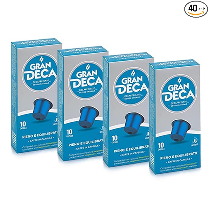 Meseta 40 Italian Decaffeinated Espresso Nespresso Compatible Coffee Capsules- For Use in Nespresso Essenza Pixie Citiz Inissia Lattissima Creatista Maestria all Originaline Machines - 40ct