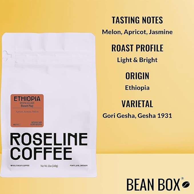 Ethiopia Bench Maji - Roasted by Roseline Coffee - Whole Bean Coffee - 12 Ounce Bag