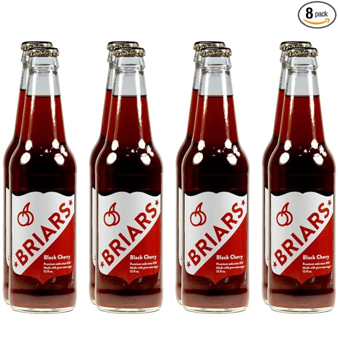 Briars Soda - Classic Soda 12 fl oz Glass Bottles (8 Pack) (8 - Pack Black Cherry)