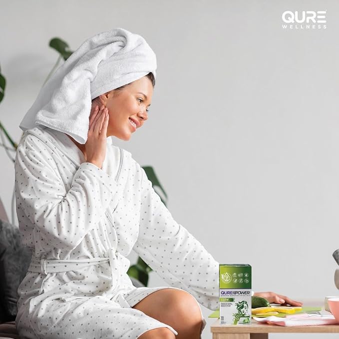 Qure Collagen Powder for Women | L-Glutathione &amp Hyaluronic Acid | Daily Skin &amp Joint Support | Alkaline Hydration Mix | Light Cucumber Mint Flavor | 15 Sticks (1 Box)