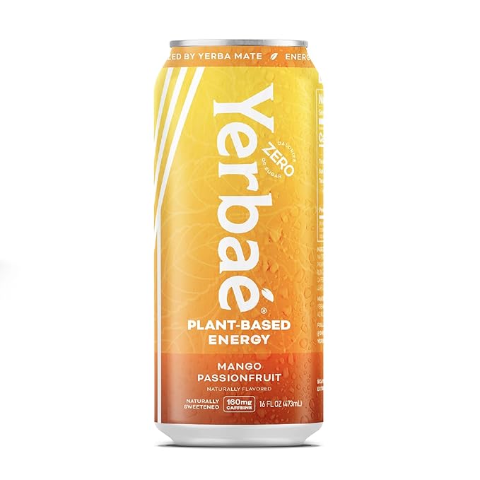 Yerbaé Mango Passion Fruit Functional Energy Drink - 0 Sugar 0 Calories 0 Carbs. Yerbae is Energized by Yerba Mate Plant-Based Healthy Alternative to Sugary Energy Beverages 16oz cans (12 Pack)