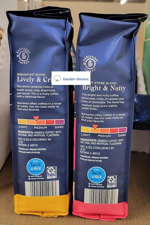 Barissimo Coffee Breakfast &amp Donut Store Blend Ground Coffee Medium Roast 12oz 340g (Two Bags)