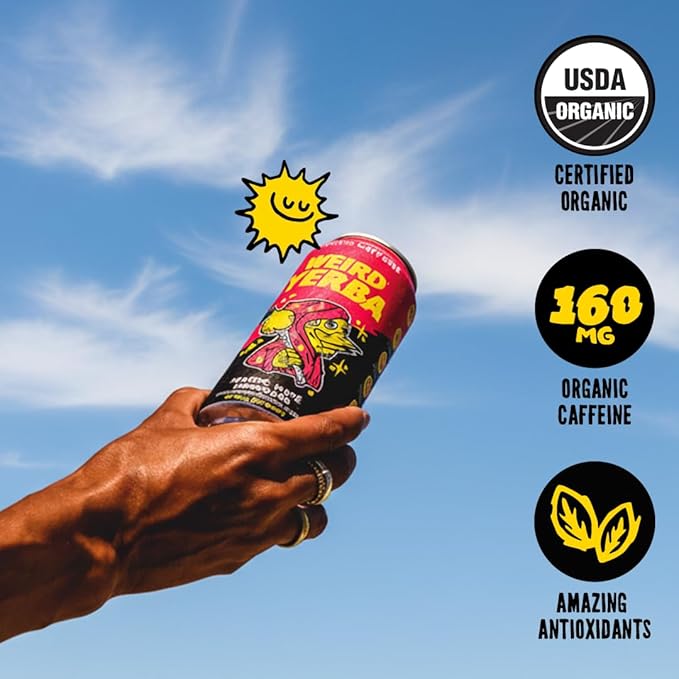 Drink Weird Organic Magic Mate Lemonade Yerba Mate – 16oz Cans 160mg Organic Caffeine (Pack of 12) A Refreshing Energy Drink Alternative