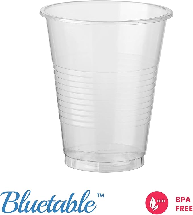Bluetable Plastic Cups Bulk Disposable Clear Cups 7 oz - 600 Count BPA-Free - Good For Cold Drinks Party Cups Water Cooler Dispenser Transparent Cups for Juice Ice Tea Soda [600 Pack/Case]
