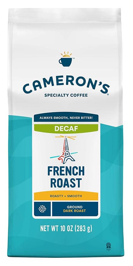 Cameron's Coffee Roasted Ground Coffee Bag Decaf French Roast 10 Ounce Pack of 6 - NEW