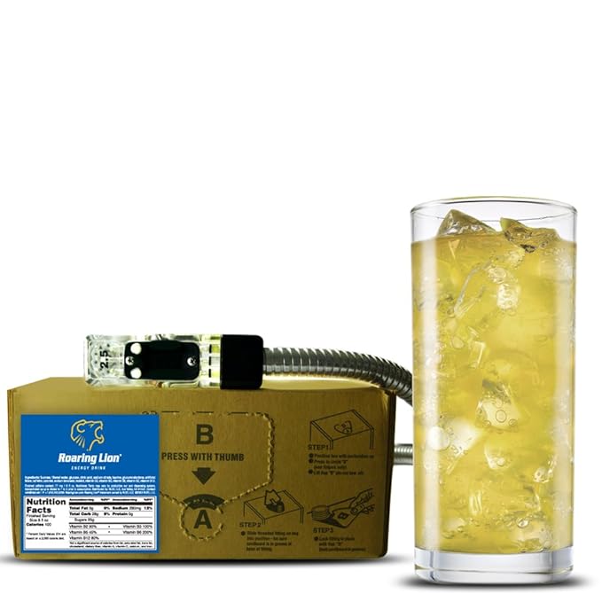 Roaring Lion energy drink (3 Gallon Bag-in-Box Syrup Concentrate) - Box Pours 18 Gallons of Energy Drink - Use with Bar Gun Soda Fountain or Home Beverage System