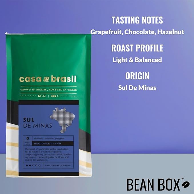 Bean Box Coffee Sampler - Roasted by Casa Brasil 4-Pack Whole Bean Coffee Gourmet Coffee