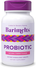 Barimelts Probiotic 5 Billion CFU - 60 Fast-Dissolving Tablets (2-Month Supply) - Sugar-Free Probiotics for Women Support Gut Health After Bariatric Surgery Natural Cherry Flavor