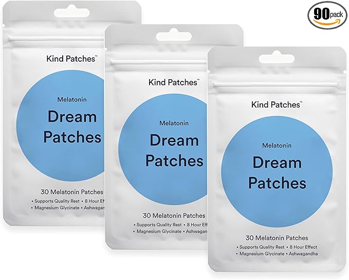 Kind Patches Melatonin Dream - Sleep Patches for Adults - Sleep Aid with Ashwagandha to Improve Rest - Overnight Release - 3 Pack 90 Pieces