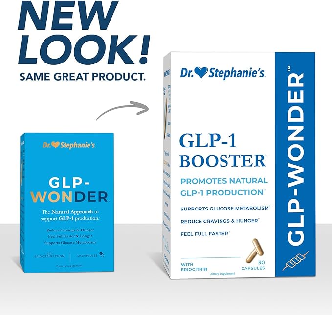 Dr. Stephanie's GLP-Wonder Natural GLP-1 Boosting Supplement - Control Hunger &amp Appetite Fight Cravings - Side-Effect Free Support (Pack of 2)