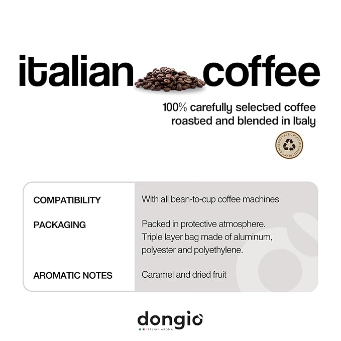 Dongiò Caffè Milano Blend – Whole Bean Coffee 2.2 lbs (35.2 oz) Medium-Light Roast Italian Espresso Blend with Notes of Caramel and Dried Fruit