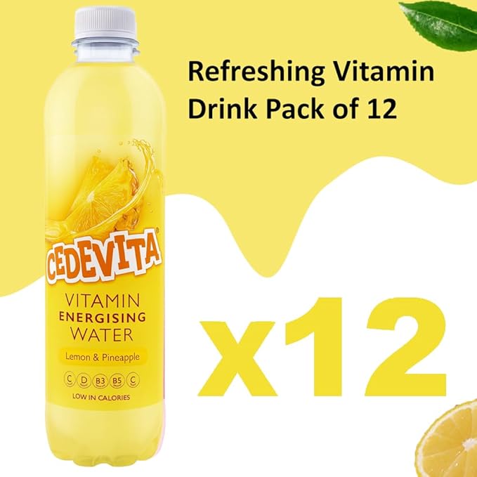 Cedevita Multivitamin Drink Healthy and Sweet Refreshing Vitamin Drink Powder Mix Limona &amp Pineapple with 9 Essential Vitamins Energy Drink - Pack of 12 0.5 L