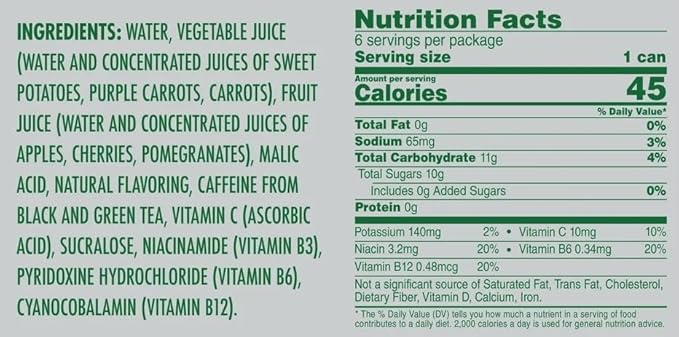 V8 +Energy Drink Variety Pack Pomegranate Blueberry Black Cherry Orange Pineapple Peach Mango 8 Fl Oz (4 Packs of 6 Cans)