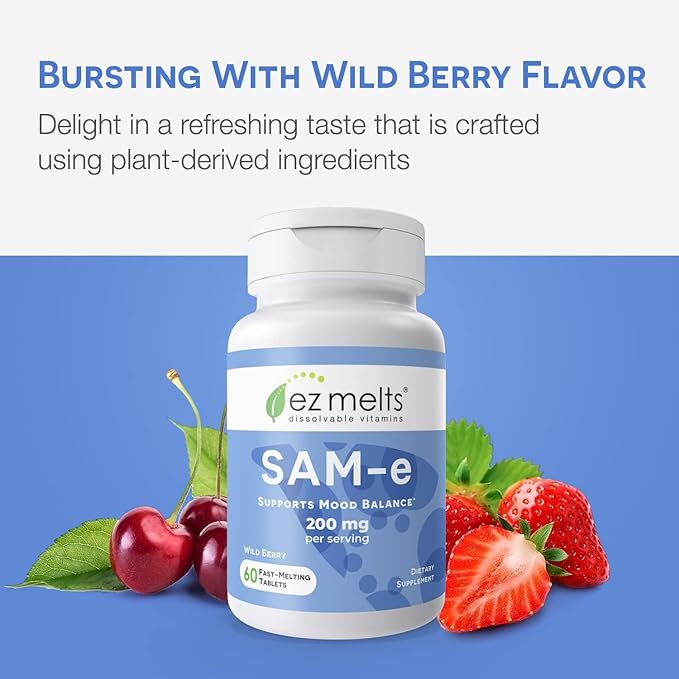 EZ Melts Dissolvable SAM-e Supplement 200 mg Sugar-Free 1-Month Supply - 2 Pack