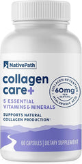 NativePath Collagen Care+ 5 Vitamin Blend with Hyaluronic Acid and Boron That Supports Collagen for Men and Women 60 Capsules