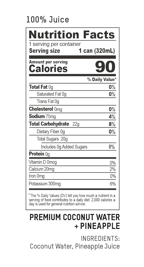 Once Upon a Coconut Premium Pineapple Coconut Water - Low Calorie All-Natural Drink with Electrolytes - Non-GMO - Gluten-Free - 10.8 Fl Oz (Pack of 12)
