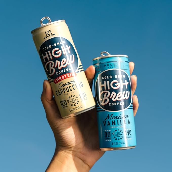 HIGH Brew Coffee Cold Brew Coffee + Protein Creamy Cappuccino 8 Oz Can 12/pack