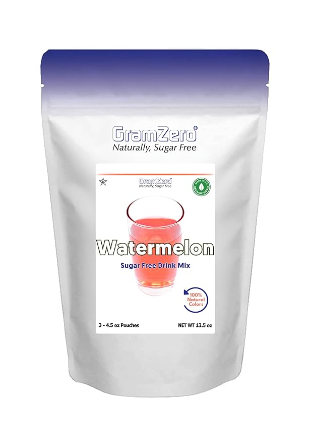 GramZero Watermelon Zero Calorie Sugar Free Drink Mix Great For Nutrition Club Loaded Teas Stevia Sweetened