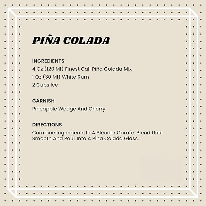 Finest Call Premium Pina Colada Drink Mix 1 Liter Bottle (33.8 Fl Oz) Pack of 3