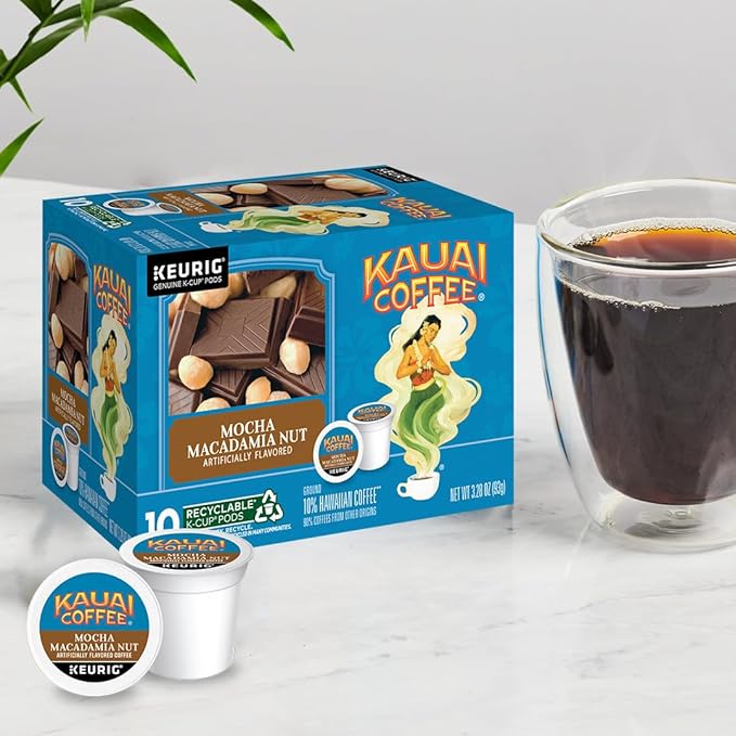 Kauai Coffee Mocha Macadamia Nut Flavor - Compatible with K-Cup Brewers 10 CT (Pack of 3)