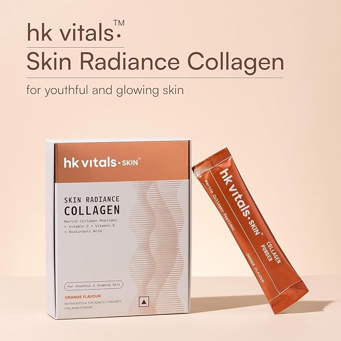 VIT_a_ls Skin Radiance Marine Collagen Supplement (Orange Pack of 7) | Vitamin C E Sodium Hyaluronate | for Healthy Skin Hair &amp Nails