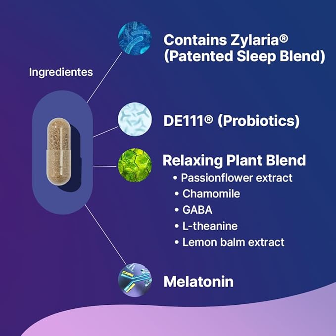 Santo Remedio Buenas Noches Sleep Support with Zylaria® Melatonin &amp DE111® Probiotics – Digestive &amp Nighttime Support Supplement by Dr Juan Rivera – 60 Vegetarian Capsules