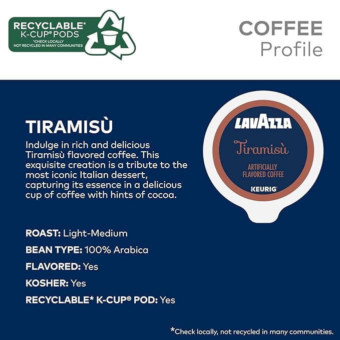 Lavazza K-Cup Coffee Pods Variety Bundle for Keurig Brewers – Light &amp Medium Roast Single-Serve K-Cup Coffee Pods 40 Count Assorted Flavors (20 Tiramisu &amp 20 Caramel Biscotti)