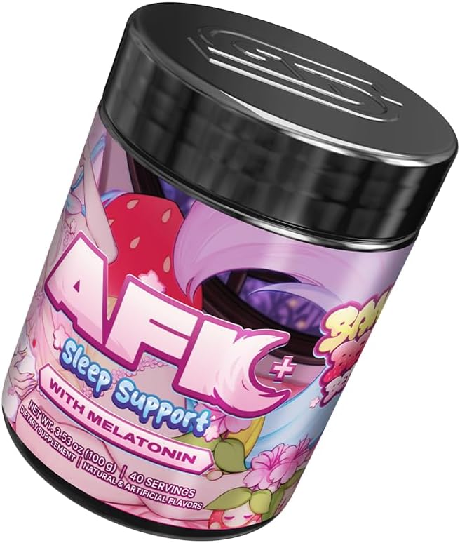 Gamer Supps AFK+® (with Melatonin): Bananaberry Bedtime by Silvervale - 40 Servings - Keto Friendly Magnesium-Focused Sleep Support Supplement Apigenin Sugar Free