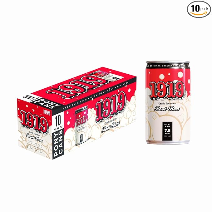 1919 Draft Root Beer 7.5oz Can Real Sugar Real Vanilla Classic American Root Beer 10-Pack