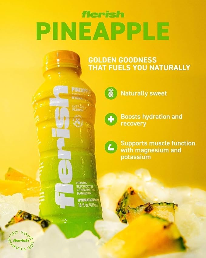 FLERISH Enhanced Hydration Drink | Watermelon-Based Functional Beverage with Electrolytes | Magnesium &amp L-Theanine | No Artificial Sweeteners | 35 Calories (Variety 12-Pack 16 fl oz)