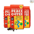 Peace Coffee Twin Cities Signature Blend Dark Roast Whole Bean Coffee 12 oz Pack of 3 Organic Fair Trade Nutty Bold Flavor Shade Grown Fresh Roasted