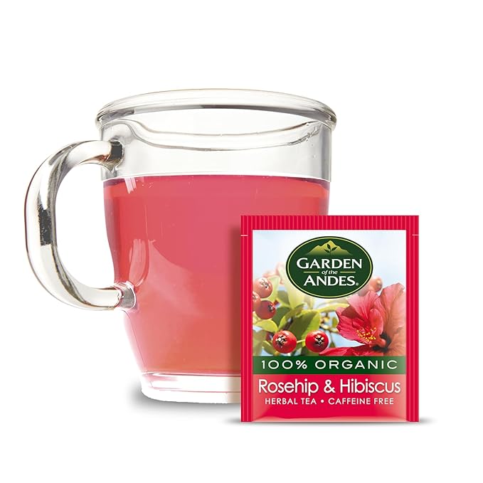 Garden of the Andes - Organic Rosehip &amp Hibiscus Tea - 6 Pack (20 Tea Bags/Box 120 Total) - Caffeine-Free Double-Chamber Glue-Free Tea Bags - Natural Vitamin C and Antioxidants