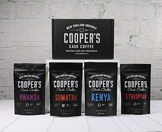 Gourmet Coffee Sampler Gift Box Set - 4 Bags 1Lb Total Organic Dark Roast Sumatra 2Lbs and Ethiopian Bold Light Roast Grade 1 2Lbs Whole Bean Coffee