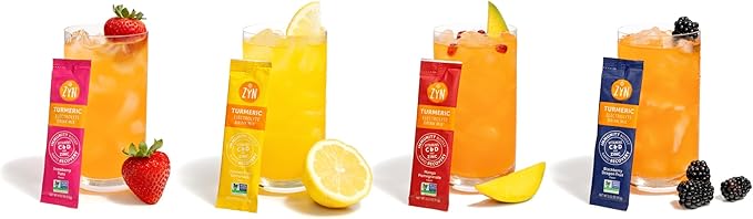 ZYN Electrolyte Drink Mix Hydration Packets Electrolytes Powder Hydration Packets w/Turmeric Curcumin Vitamin C and D Zinc Hydrate Electrolyte Powder Packets for Wellness Variety Pack of 16