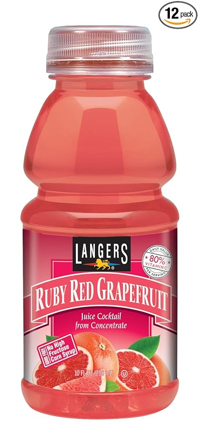 Langer's Ruby Red Grapefruit Juice Cocktail 10 Fl Oz (Pack of 12)