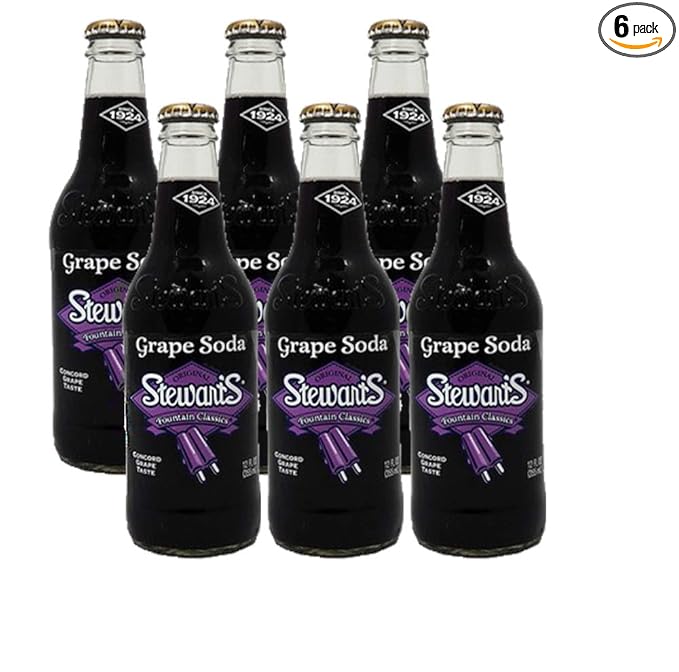 Stewarts 12 oz Glass Bottle Soda (6 Pack Total of 72 Oz) (Grape Soda)