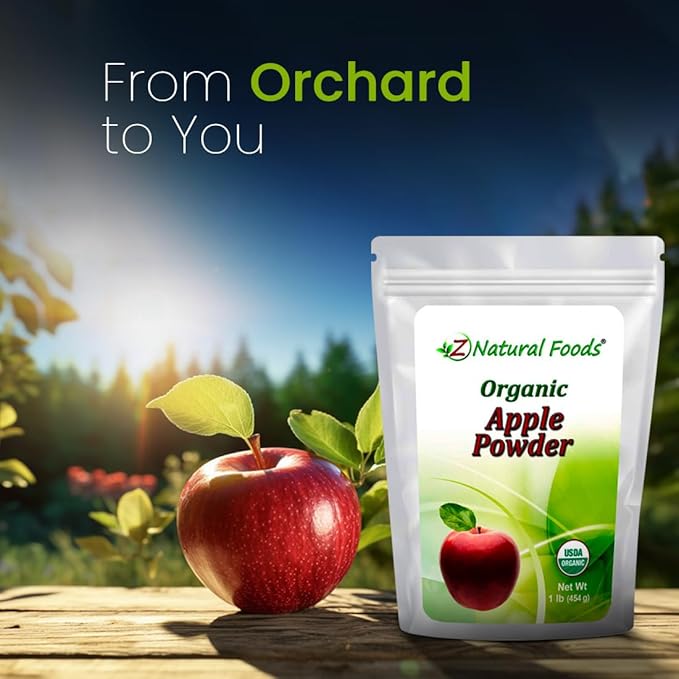 Z Natural Foods Organic Apple Powder Superfood Powder for Digestive Support and Energy Boost Ideal for Juice Smoothies and Recipes Non-GMO Vegan Gluten-Free Kosher 1 lb.