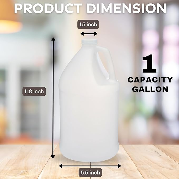 Plastic Jug 1 Gallon (4 Pack) Heavy-Duty HDPE With White Tamper Evident Screw Caps – Great for Homemade Juices Milk Smoothies Tea and Other Beverages - Food Grade BPA Free