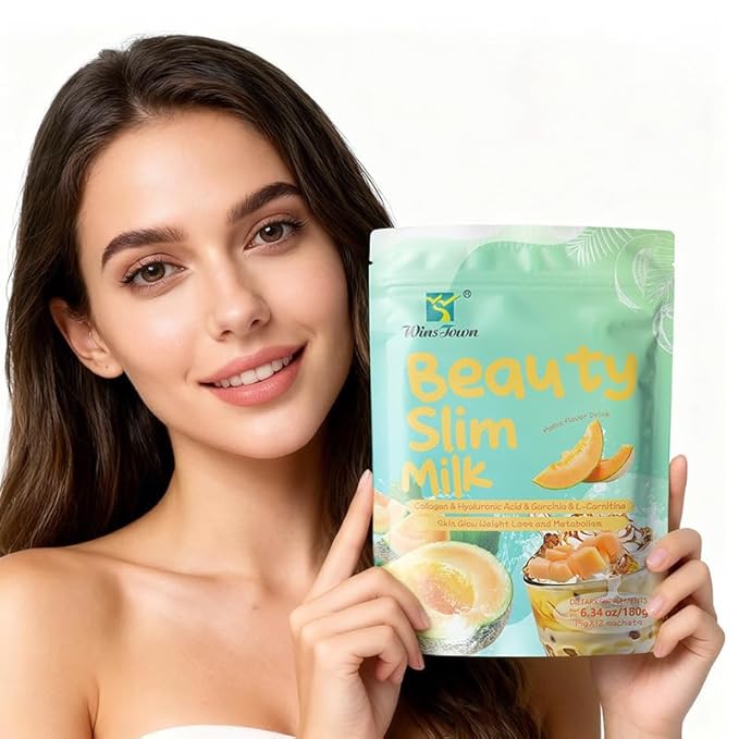 Marine Collagen Drink Mix Powder – Melon Flavor Beauty Drink with Collagen Peptides L-Carnitine L-Glutathione Green Tea &amp Botanical Blend – Daily Wellness Collagen Beverage – 6.35 oz