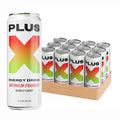 PLUS X Energy Drink – Watermelon Strawberry – 12 Pack | 150mg Natural Caffeine | Zero Sugar Zero Calories No Carbs | Electrolytes + B-Vitamins | Vegan No Artificial Flavors 12 oz. cans