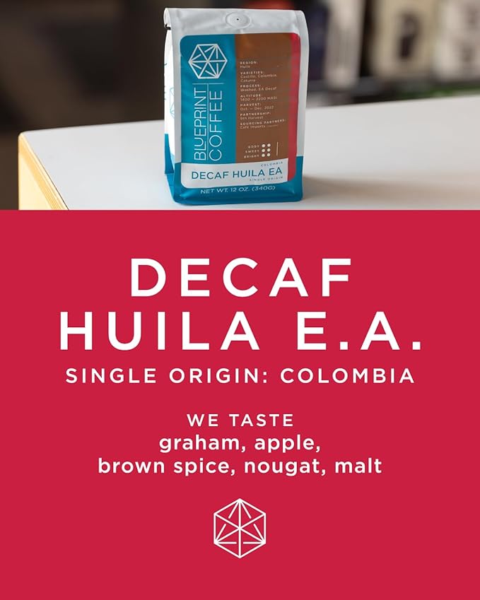Blueprint Coffee Decaf Huila Single Origin Colombia Whole Bean Coffee 5lb