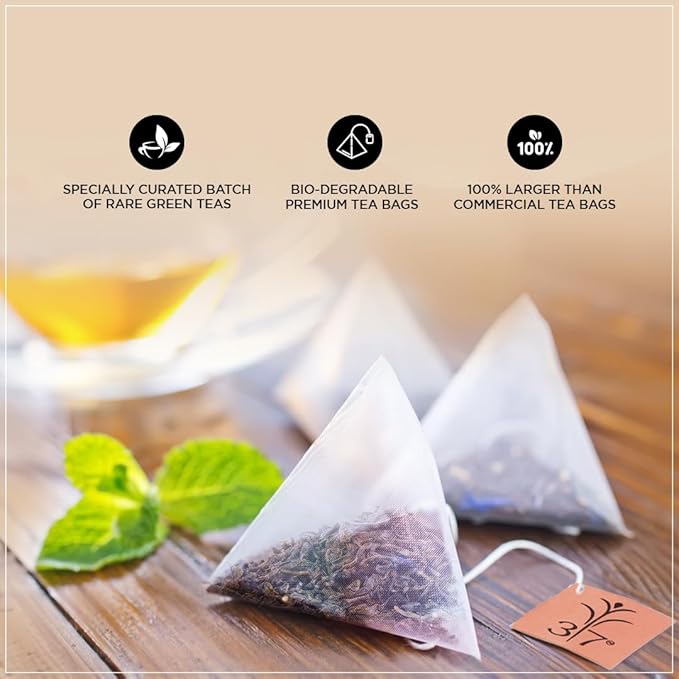 Brook37 Broadway's Cleopatra - Premium Single Estate DarjeelingGreen Tea | Low Caffeine | Smooth and Sweet Mild Like Flavor | 20 Tea Bags | Plastic Neutral Brand | Ideal Tea Gifts