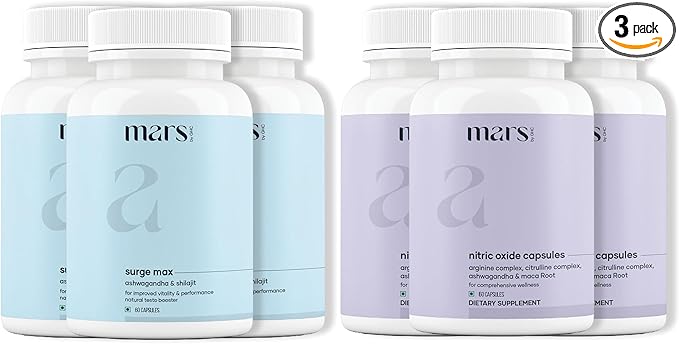 mars by GHC Growth Max Combo | Nitric Oxide Capsules + SurgeMax Capsules | 240 Capsules | Pack of 3